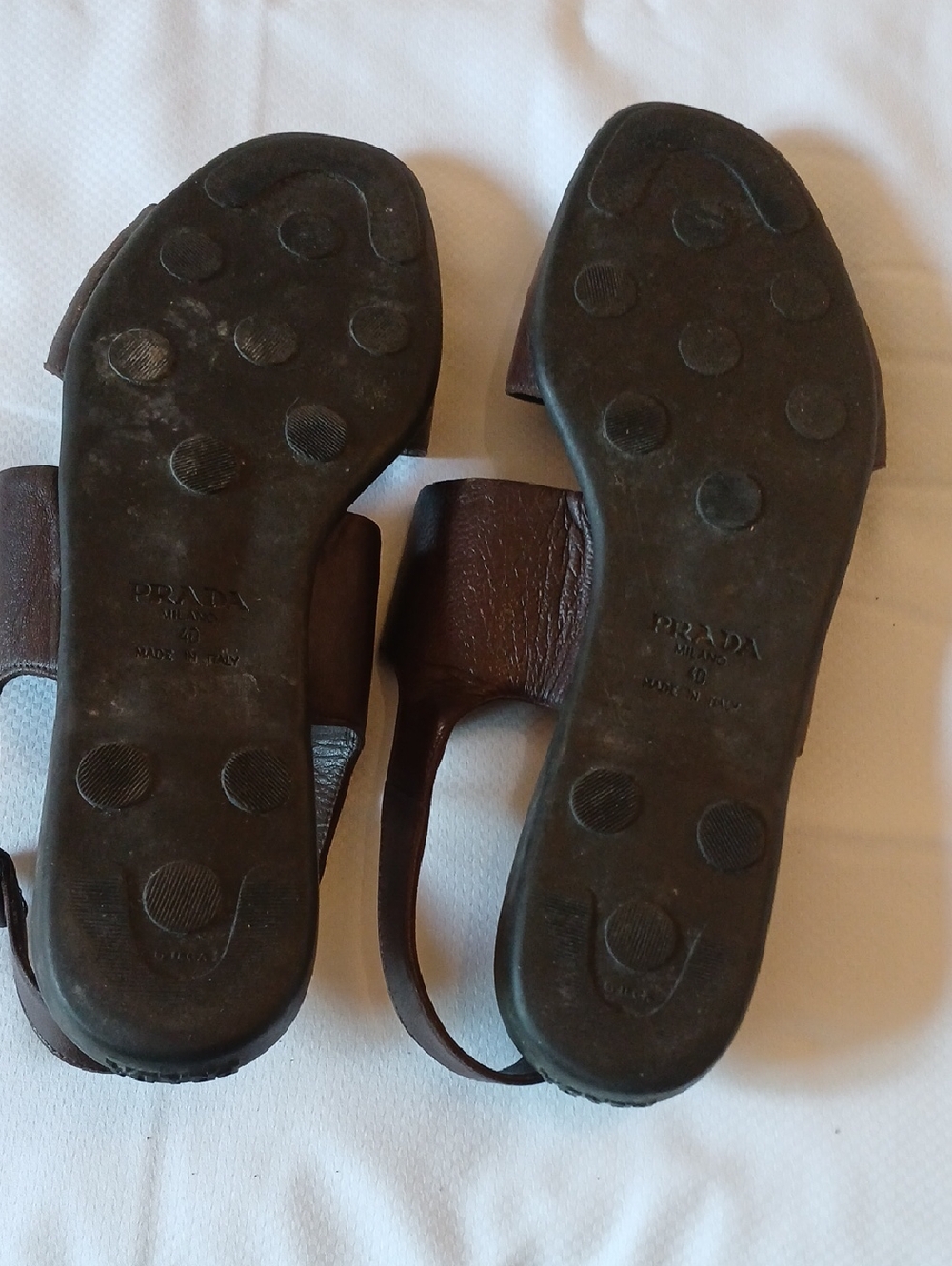 Prada Brown Leather Slide Sandals with Back Strap EUC. - Picture 4 of 7